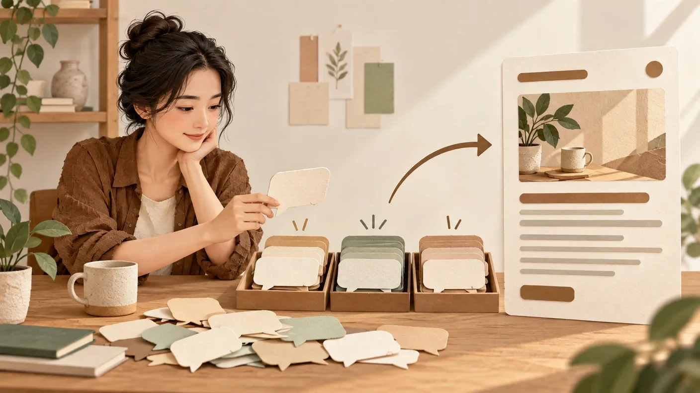 Minh họa chủ doanh nghiệp sắp xếp các câu hỏi khách hàng thành nhóm chủ đề website.