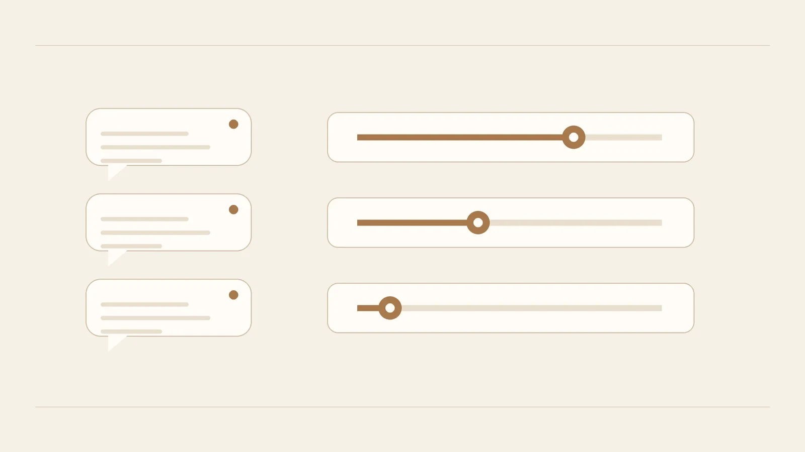 Three conversation cards with different tone settings for different situations